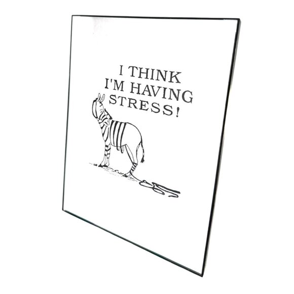 Funny Zebra "I Think Im Having Stress!" Wall Art Decor - Framed Print With Humor - Picture 3 of 9